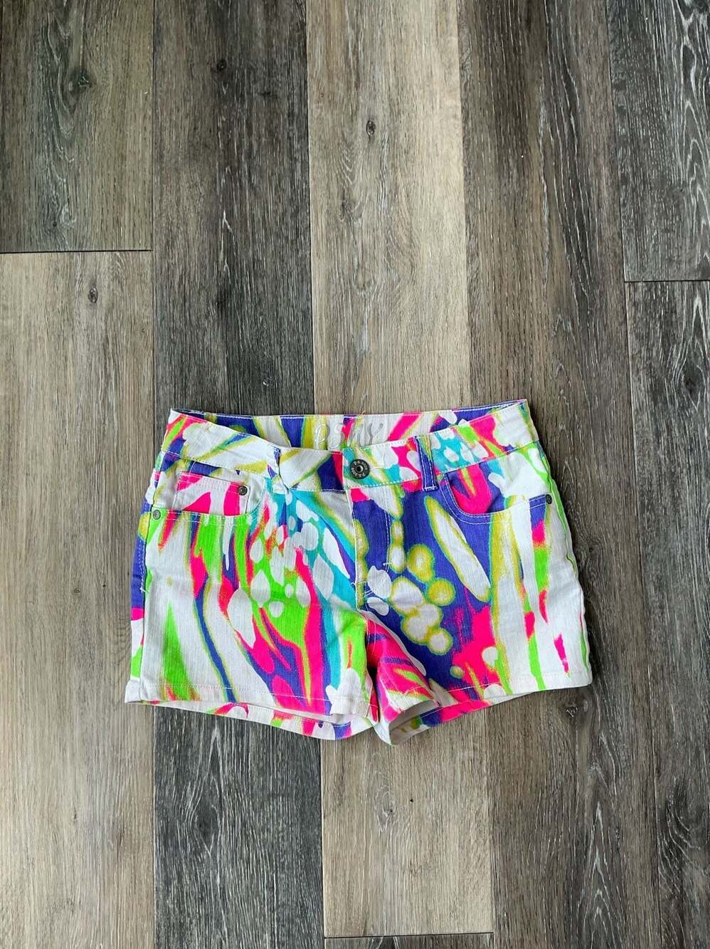 PSNY Abstract Neon Low Rise Shorts Small 4 6 Y2K Festival
